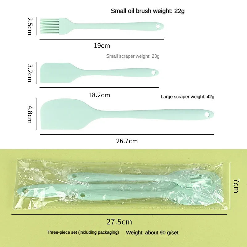 3-Piece Silicone Spatula, Oil Brush & Cake Scraper Baking Set Silicone Baking Set Axl