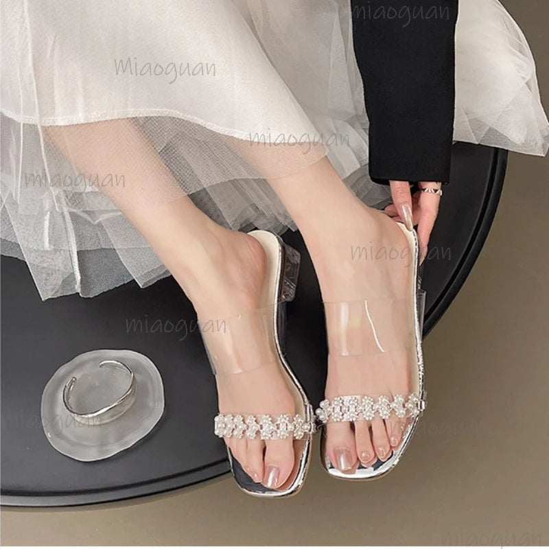 Women's Clear Crystal High Heel Sandals – Rhinestone PVC High Heel Sandals Axl