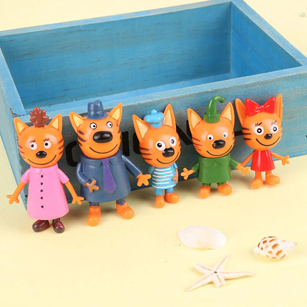 Cute Cat Family Figurines – 5pc Collectible Doll Ornament Set Collectible Figurine Set Axl