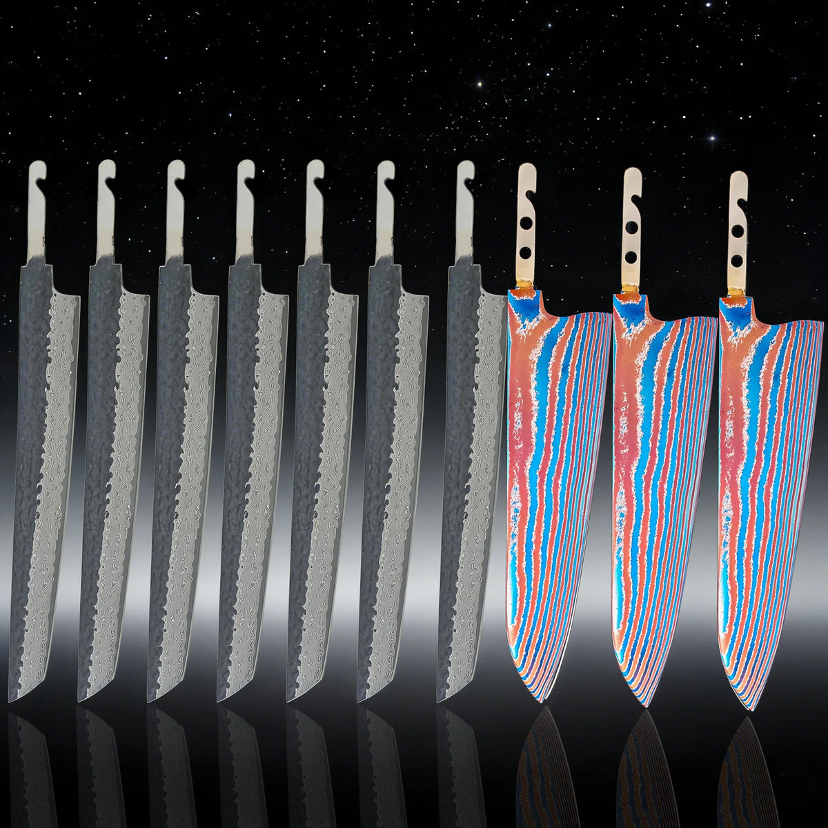 Damascus Steel Sashimi Knife Blade Set – DIY Forged 1–7 PCS Damascus Knife Blade Axl