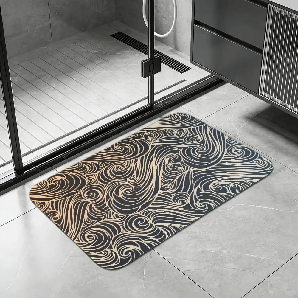 Japanese Seigaiha Diatomite Bath Mat – Quick Dry & Non-Slip Diatomite Bath Mat Axl White1 50x80cm