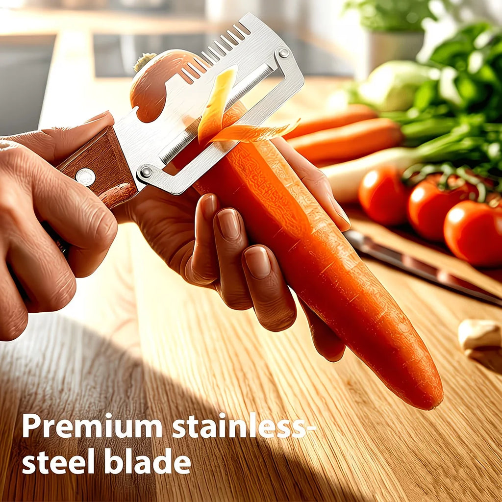 Stainless Steel Peeler with Wooden Handle | Fruit & Veg Vegetable Peeler Axl