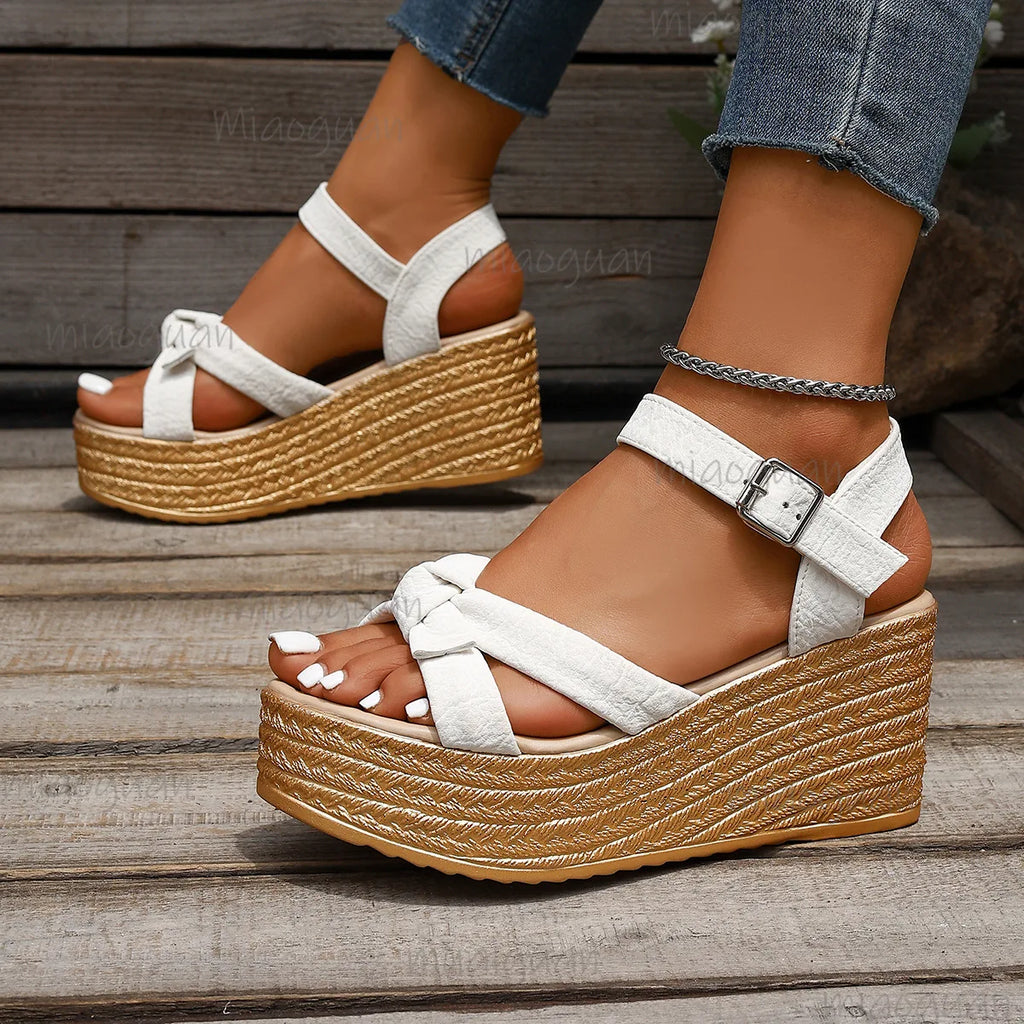 Roma Wedge Platform Sandals – Ankle Buckle Open Toe Heels Wedge Platform Sandals Axl