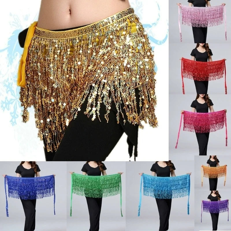 Shiny Sequin Tassel Belly Dance Waist Chain Belt – Women Belly Dance Belt Axl