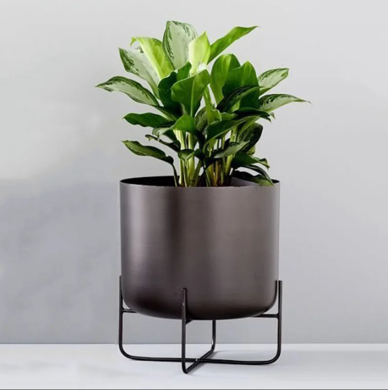 Nordic Iron Flower Pot Stand – Indoor & Outdoor Plant Shelf Rack Plant Pot Stand Axl Black-Large