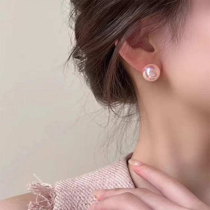 Pink Imitation Pearl Stud Earrings – Elegant Women's Jewelry Pearl Stud Earrings Axl