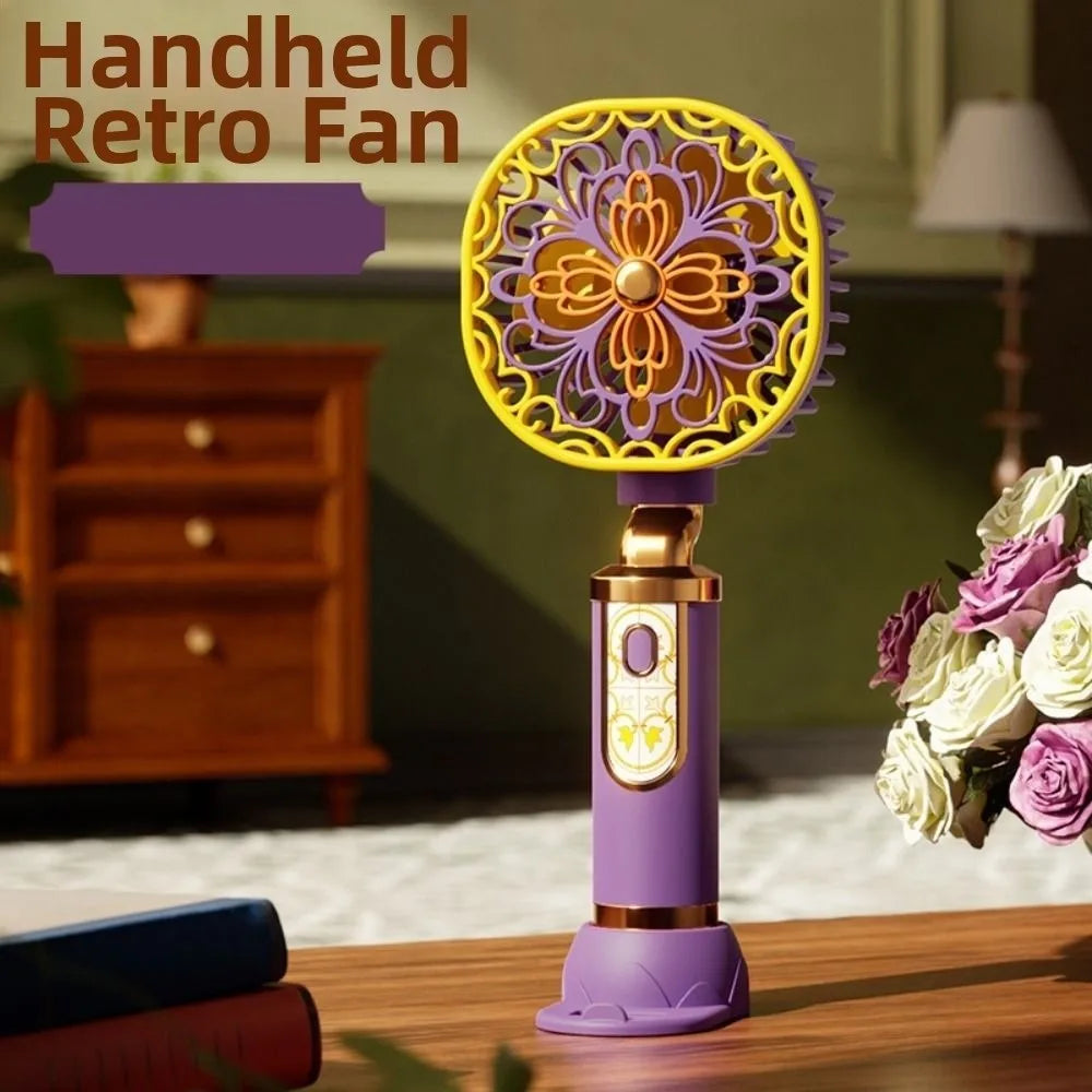 Retro Handheld Mini Fan – 3-Speed USB Rechargeable Portable Fan Handheld Portable Fan Axl