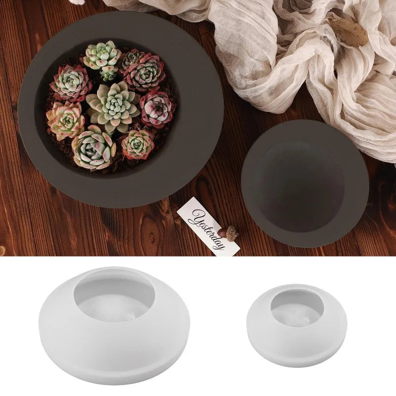 Round Silicone Flower Pot Mold – DIY Candle & Cement Planter Silicone Craft Mold Axl