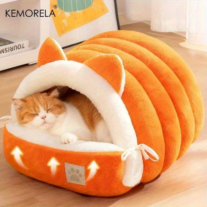 KEMORELA Cat Ear Bed – Warm Semi-Enclosed Pet Nest Cat Bed Axl