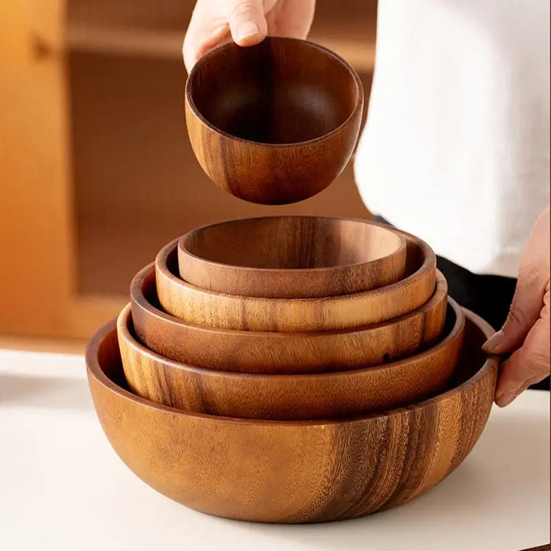 Large Wooden Salad Bowl – Kitchen Cutlery Organizer Wooden Salad Bowl Axl