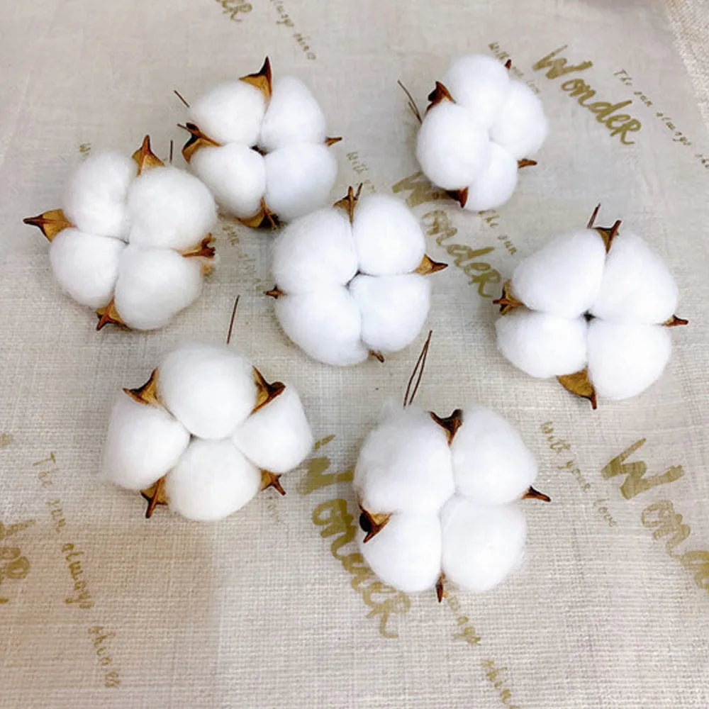 20 Pcs White Artificial Cotton Flower Heads for DIY Décor Artificial Flower Heads Axl