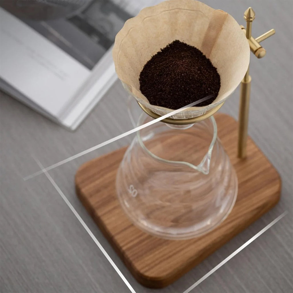 Pure Copper Pour Over Coffee Stand – Height Adjustable Walnut Base Pour Over Coffee Stand Axl