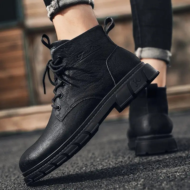 Men's Lace-Up Ankle Boots – Waterproof Oxford Street Style Men's Ankle Boots Axl black 43