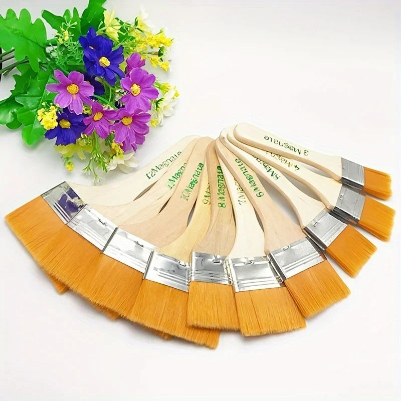 12-Piece Nylon Paint Brush Set – Oil, Acrylic & Kids Art Paint Brush Set Axl