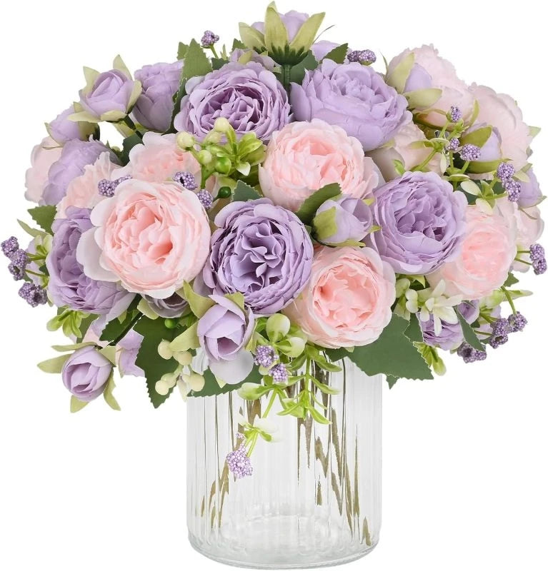 Silk Peony Rose Artificial Bouquet – Wedding & Home Décor Artificial Flower Bouquet Axl color9 1pc