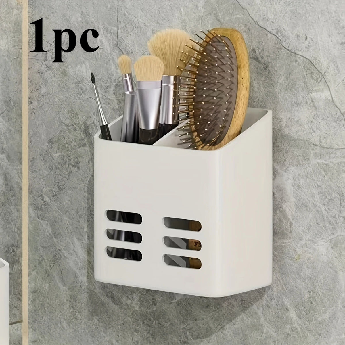 Wall-Mounted Plastic Organizer – Pens, Brushes & Stationery Wall Storage Organizer Axl White