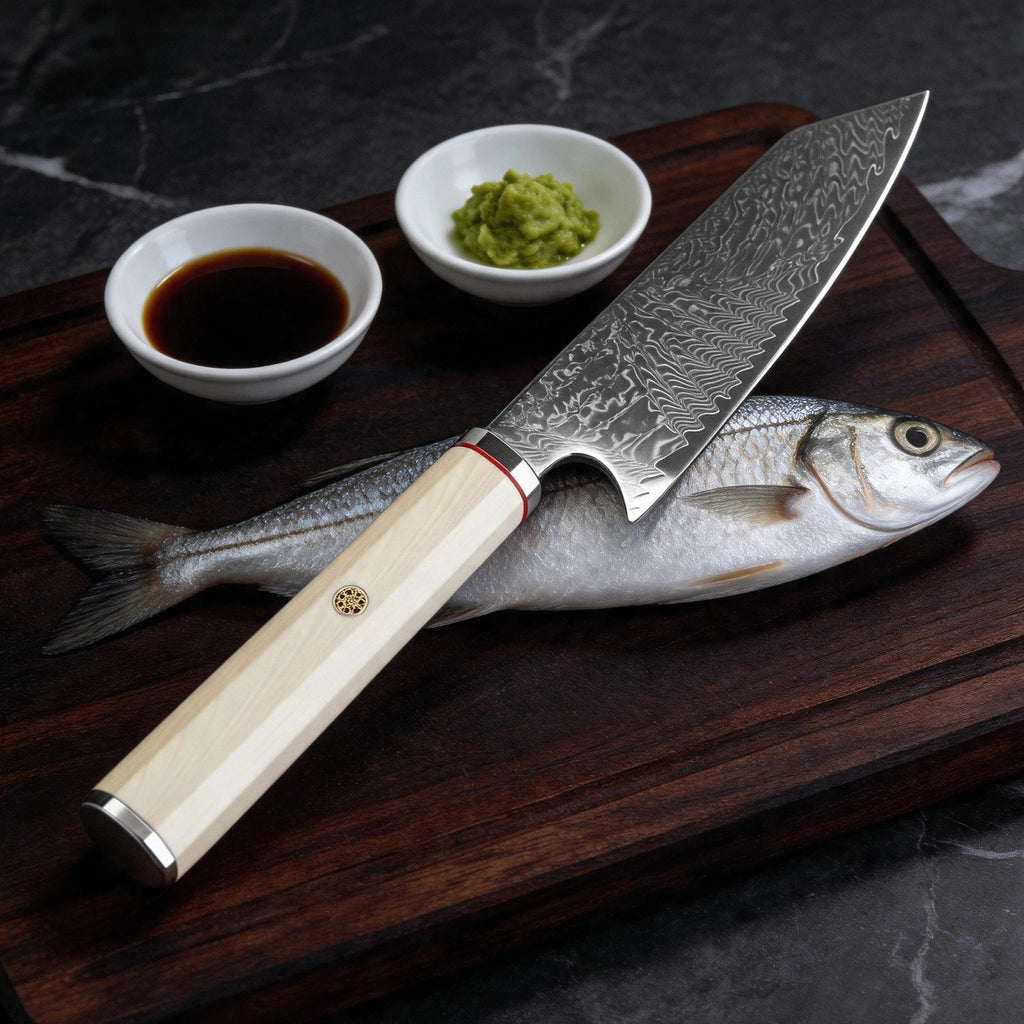 XITUO Damascus VG10 Sashimi Knife – 6" Octagonal Handle Japanese Chef Knife Axl