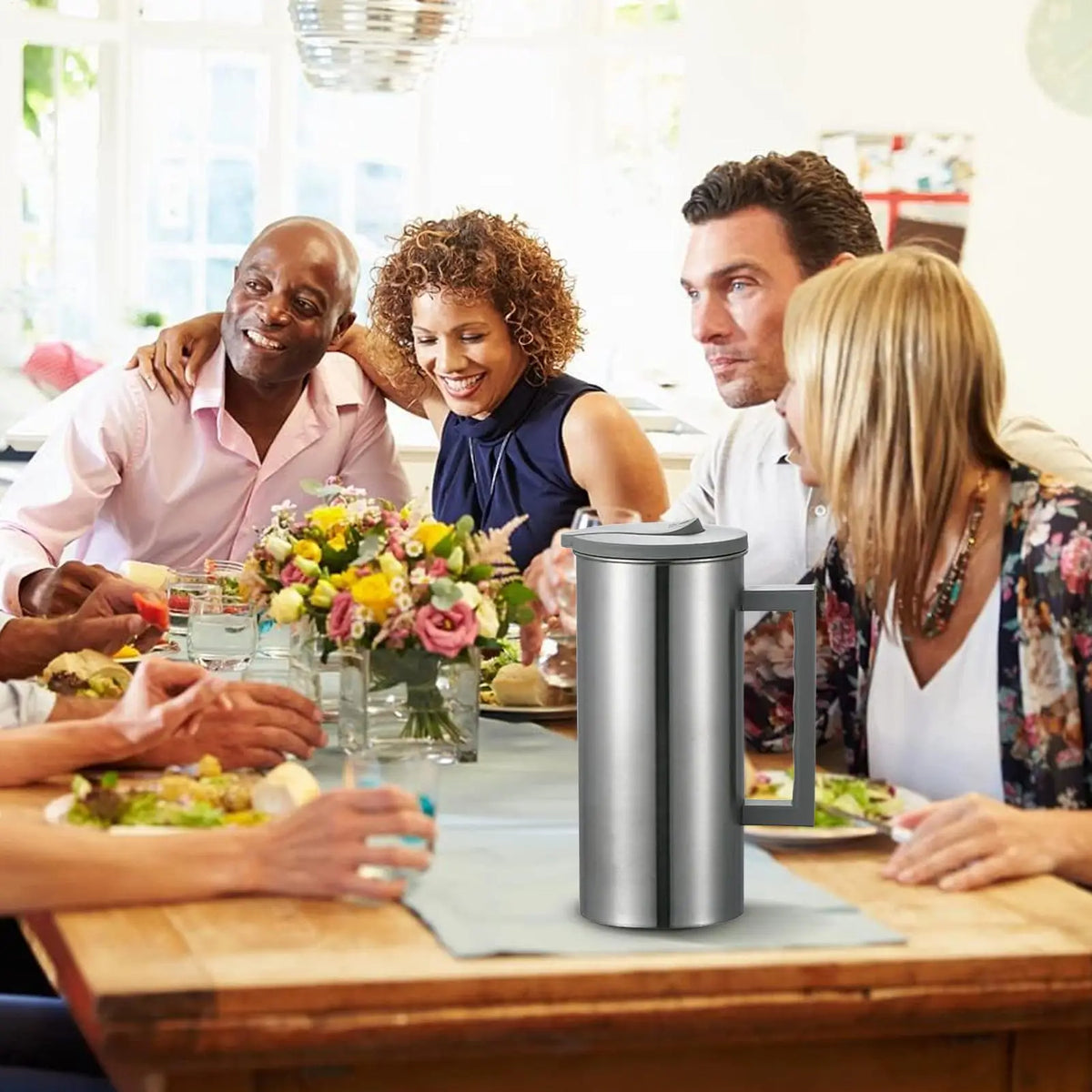 Stainless Steel Pitcher – Large Capacity Hot & Cold Drink Jug Beverage Pitcher Axl