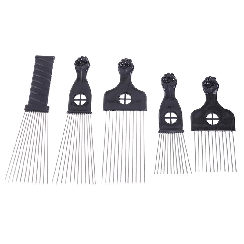 Black Fist Afro Metal Comb – Wide Tooth Natural Hair Pick Afro Hair Pick Comb Axl