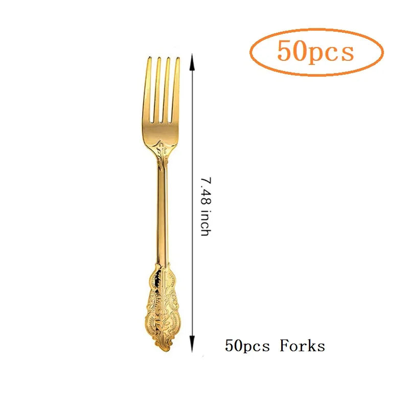 75pc Disposable Plastic Cutlery Set – Rose Gold Flatware Disposable Flatware Set Axl 50pcs fork