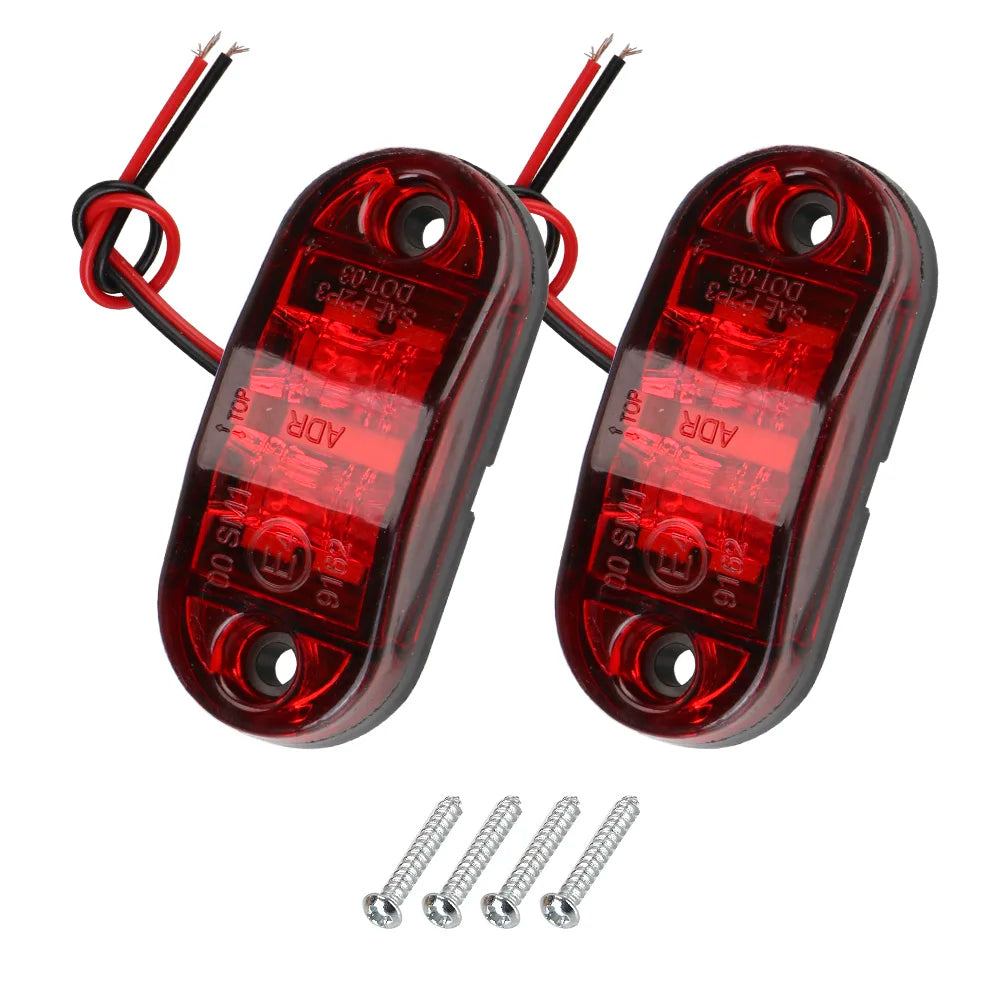 LED Side Marker Lights 12V–24V | Trailer Truck Caravan Pair LED Marker Lights Axl Red