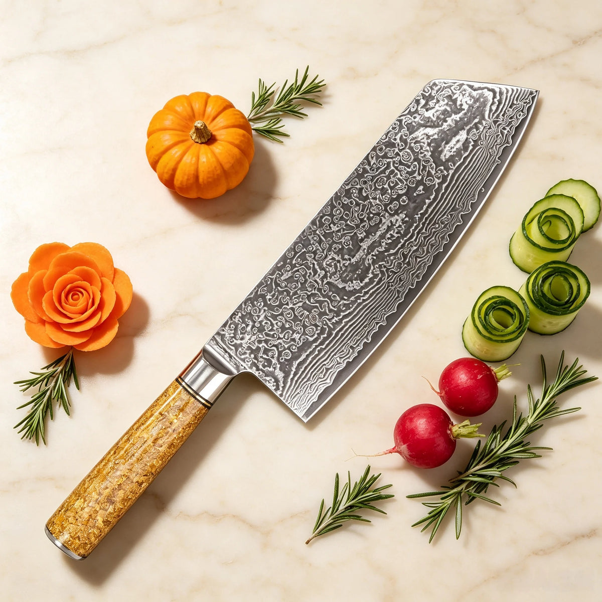 67-Layer Damascus Steel Chef Knife – Sharp Kitchen Cleaver Damascus Chef Knife Axl