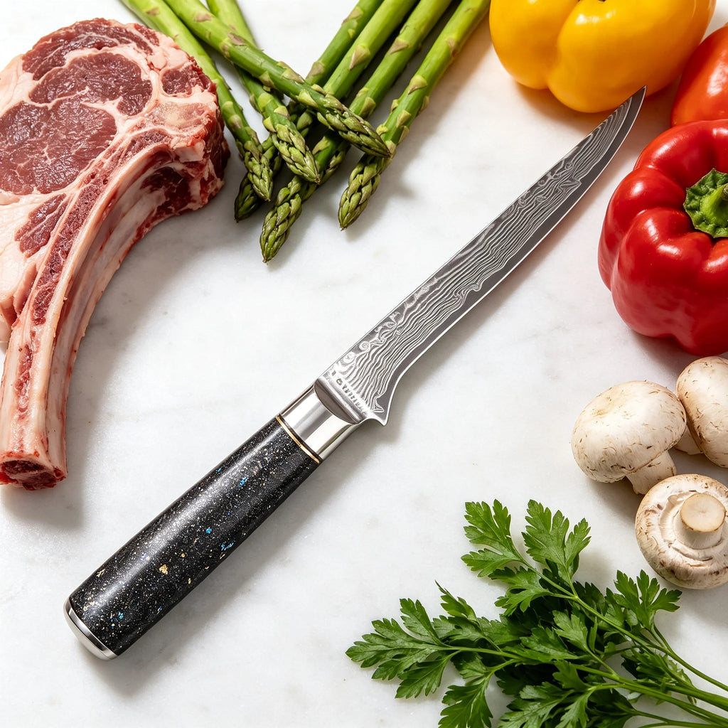 Damascus Steel 67-Layer Boning Knife – Sharp Chef Blade Damascus Boning Knife Axl