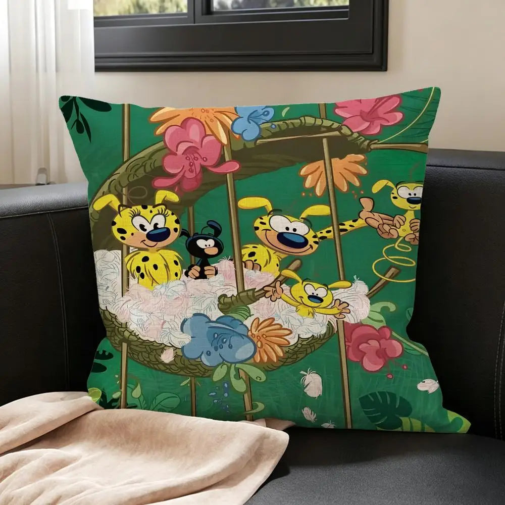 Marsupilami Linen Cushion Cover | Cartoon Pillowcase Set Decorative Cushion Cover Axl