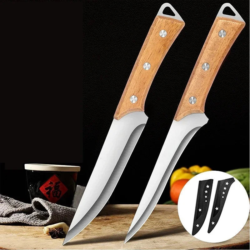 SHENJIU Stainless Steel Fillet & Boning Knife – Wood Handle Fillet Boning Knife Axl