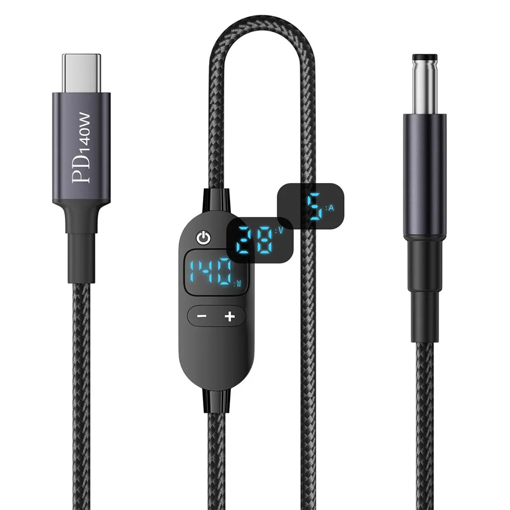 140W USB-C to DC Boost Converter Cable | 5V–28V Adjustable USB-C Power Cable Axl 140w Cable