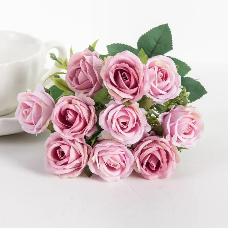 Silk Rose Artificial Flowers Bouquet – Wedding & Home Decor Artificial Silk Flowers Axl Deep Pink 1 pc