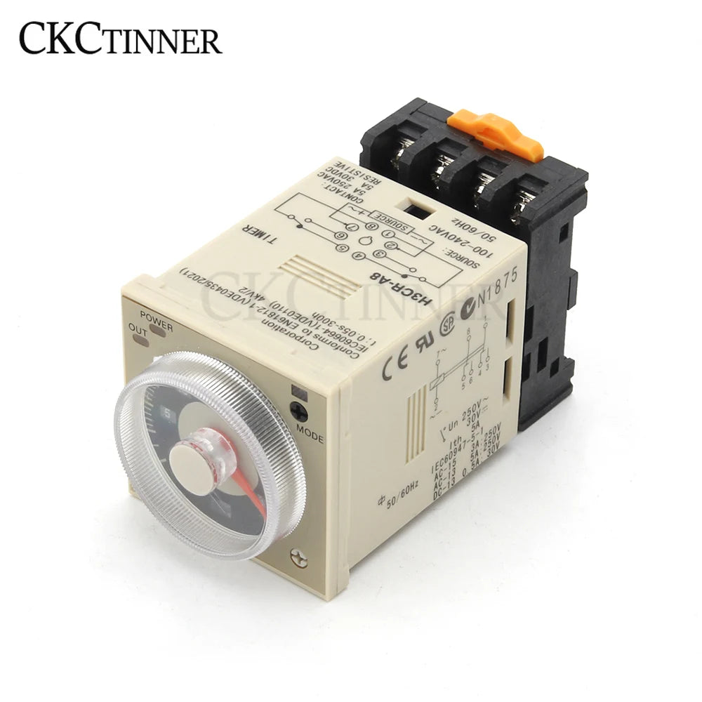 H3CR-A8 Time Relay 24–220VAC/DC | 1.2s–300h 8-Pin Cycle Timer Time Delay Relay Axl