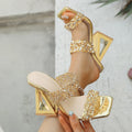 Women's Rhinestone Sequin Slip-On Sandals | Elegant Summer Heels Women's Sandals Axl gold 42
