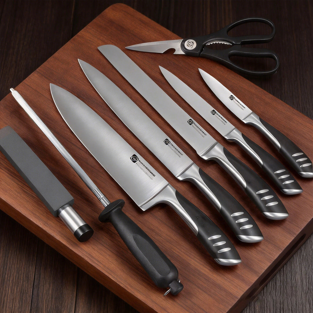 8-Piece Stainless Steel Kitchen Knife Set with Wood Block | YRIDEFE Kitchen Knife Set Axl