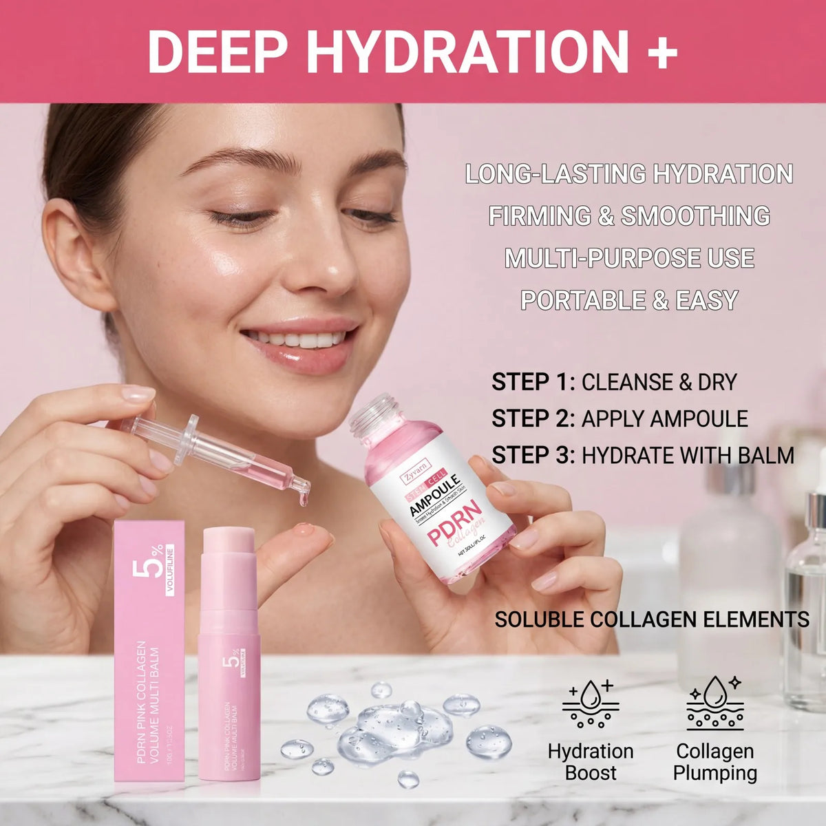 PDRN Collagen Ampoule & Plumping Balm Set – Hydrating Skincare Skincare Ampoule Set Axl