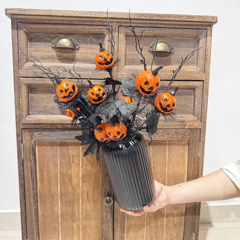 Halloween Artificial Pumpkin Bouquet – Spooky Plastic Decor Halloween Pumpkin Decor Axl