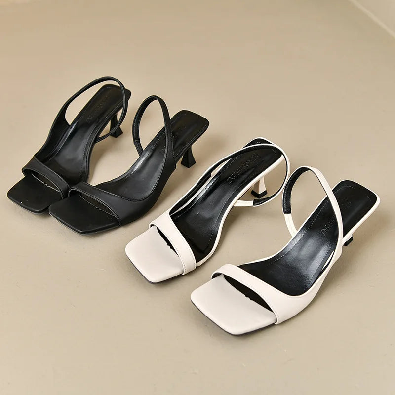 Women's Square Toe Slip-On Sandals – Open Toe Summer Heels Women's Sandals Axl