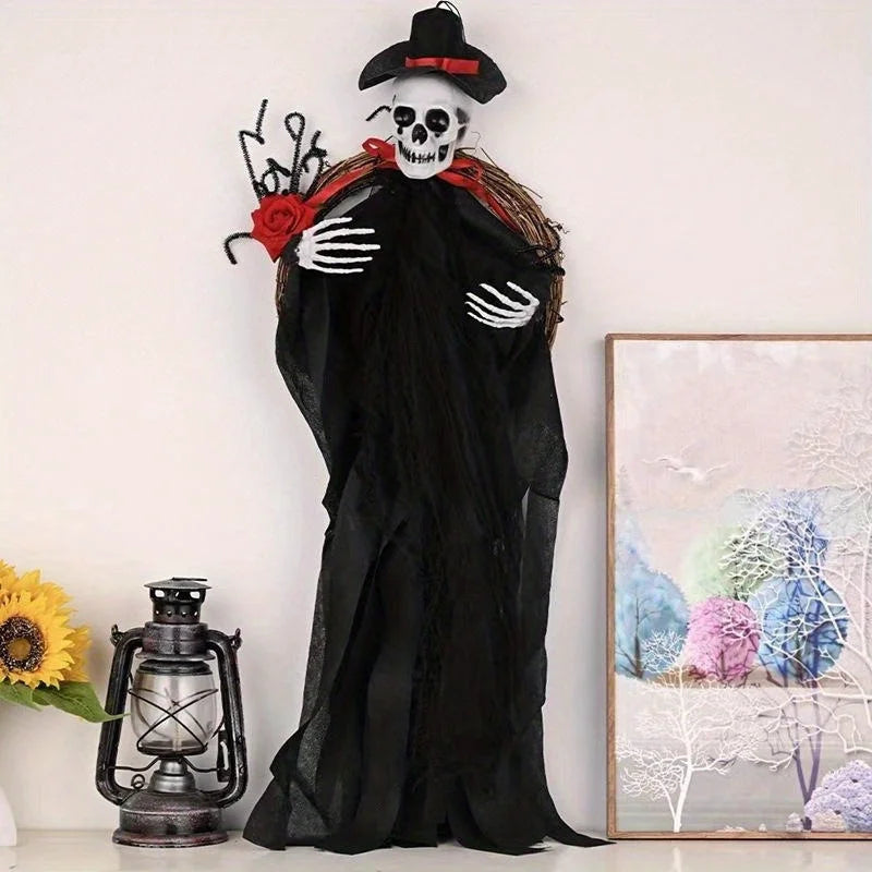 Halloween Skeleton Ghost Bride & Groom Rattan Ring Garland Halloween Garland Decor Axl Ghost Groom