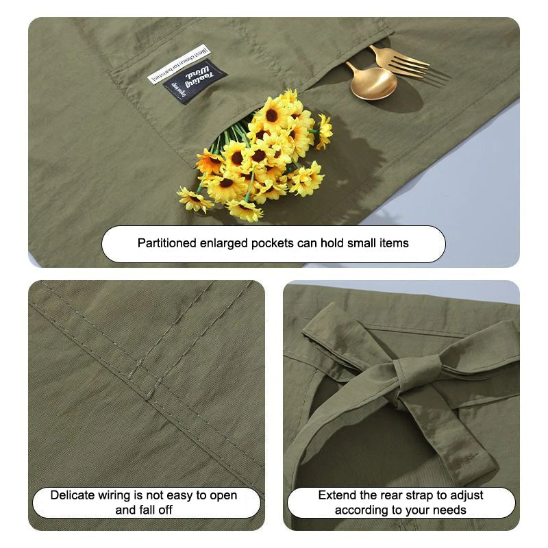 Water-Resistant Canvas Half Apron – Chef & Server Waist Apron Kitchen Waist Apron Axl