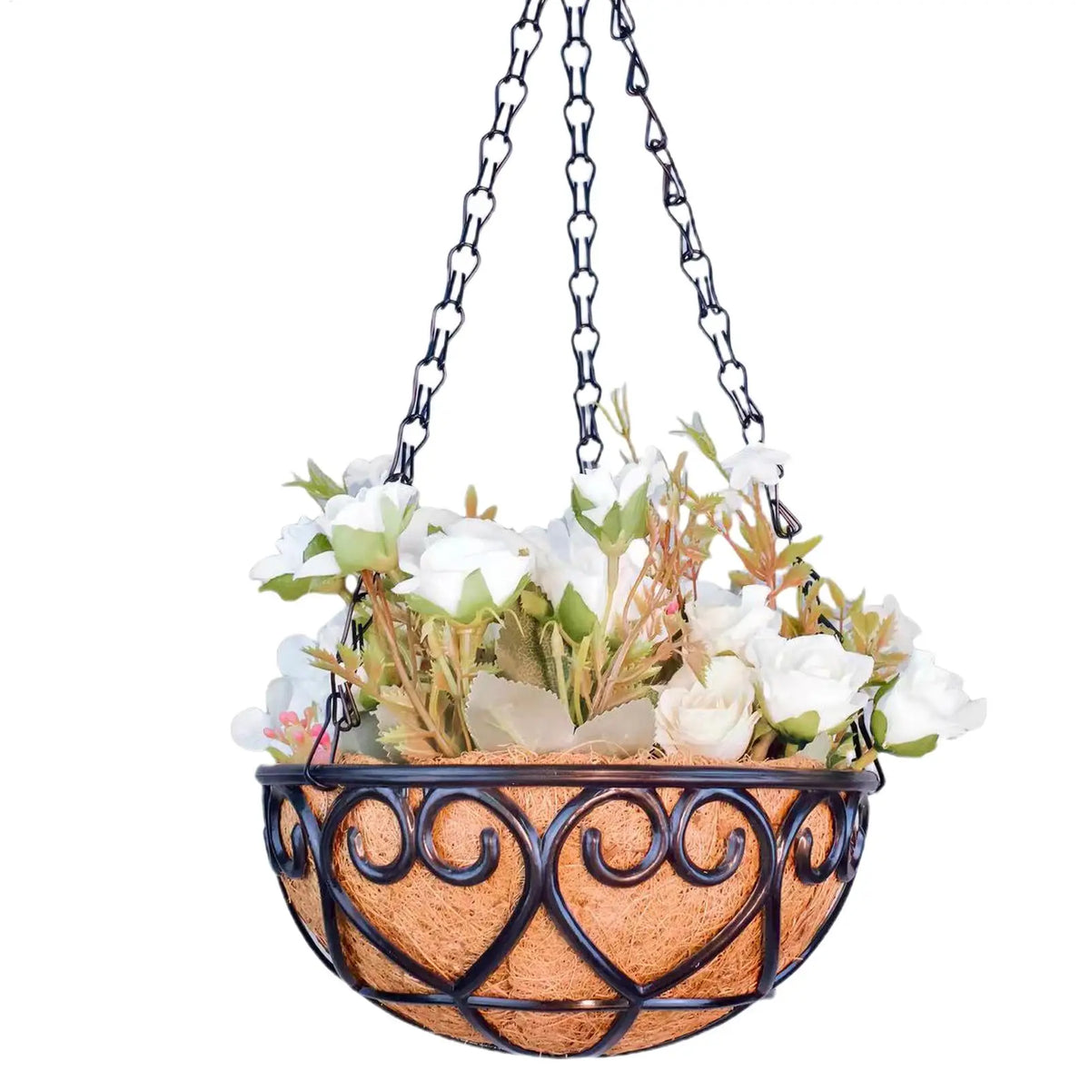 10-Inch Resin Hanging Basket Planter with Chain | Garden Decor Hanging Basket Planter Axl