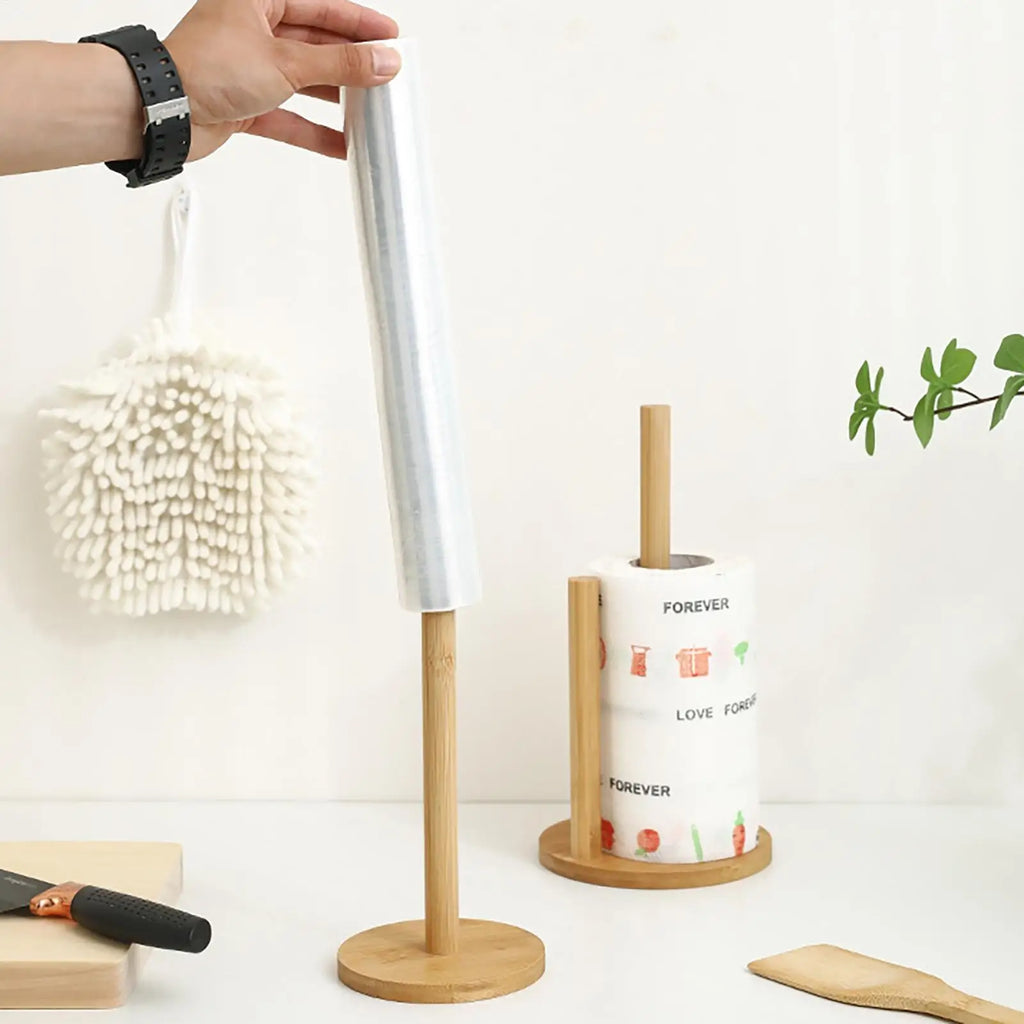Bamboo Paper Towel Holder Stand – Rustic Kitchen Countertop Paper Towel Holder Axl