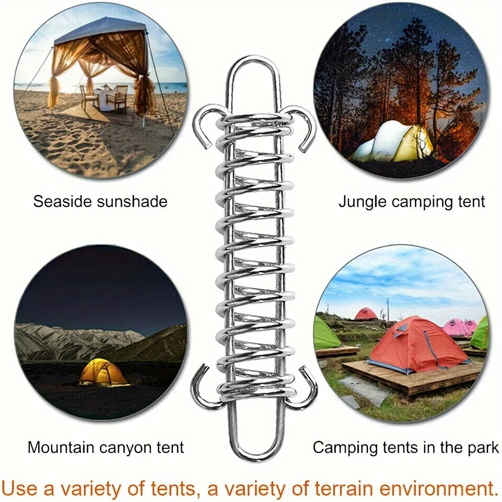 Stainless Steel Tent Tensioner Spring Buckle & Carabiner Clips Tent Camping Hardware Axl