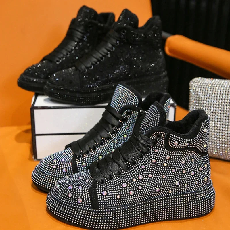 Women's Diamond Glitter Ankle Boots – Warm Winter Snow Boots Women's Ankle Boots Axl