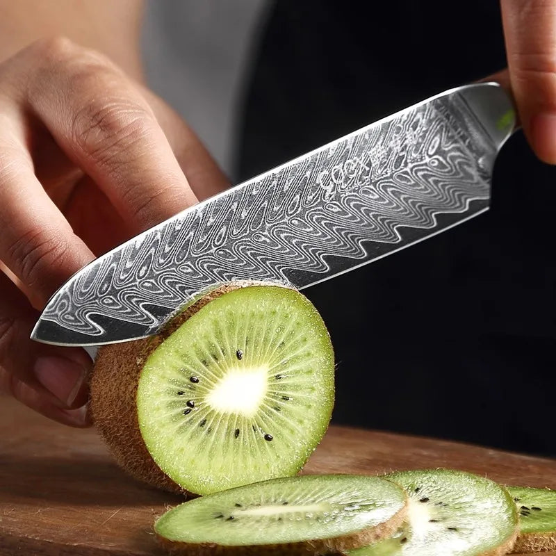 Damascus Steel Japanese Chef's Knife – 14cm Utility Kitchen Knife Damascus Chef's Knife Axl