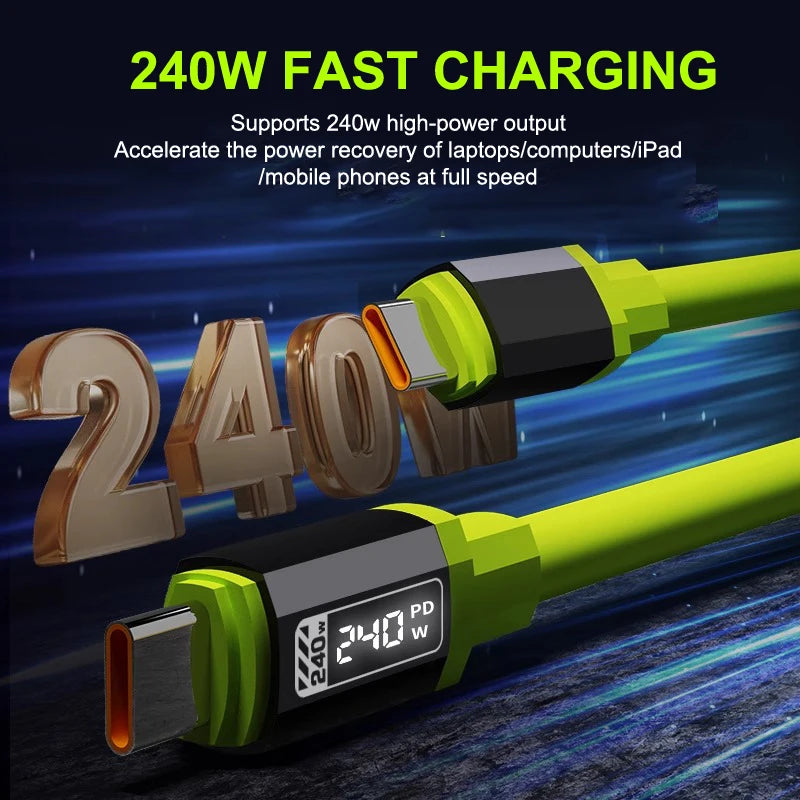 240W USB-C Fast Charging Cable with Power Display | 1M & 2M USB-C Charging Cable Axl
