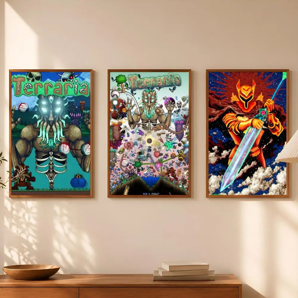 Terraria Game Poster Self-Stick HD Waterproof Wall Art Decor Wall Art Poster Axl