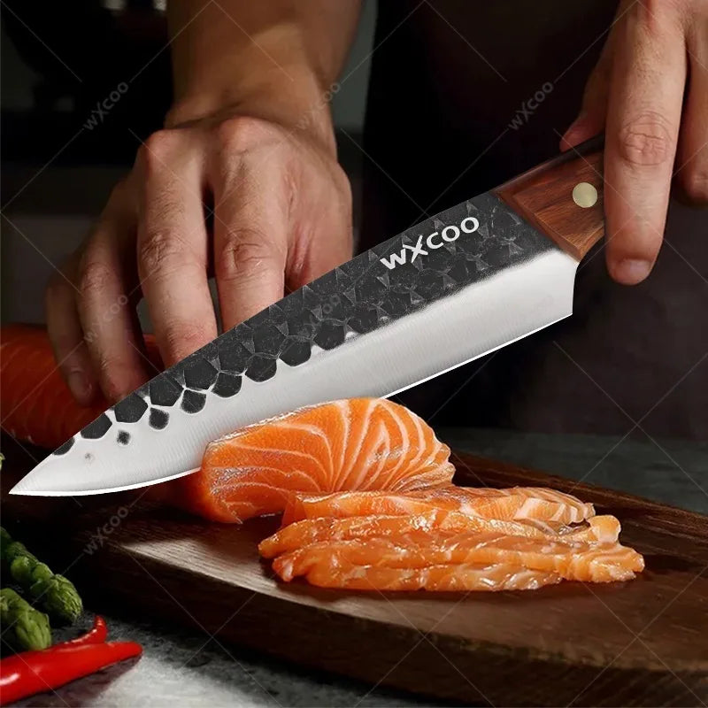 WXCOO Forged Kitchen Chef Knife & Folding Knife Set | Wood Handle Kitchen Knife Set Axl