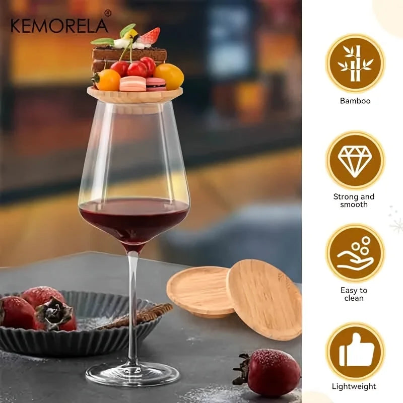 Bamboo Serving Coaster Plates 4/6 PCS – Round Appetizer Tray Bamboo Serving Plates Axl