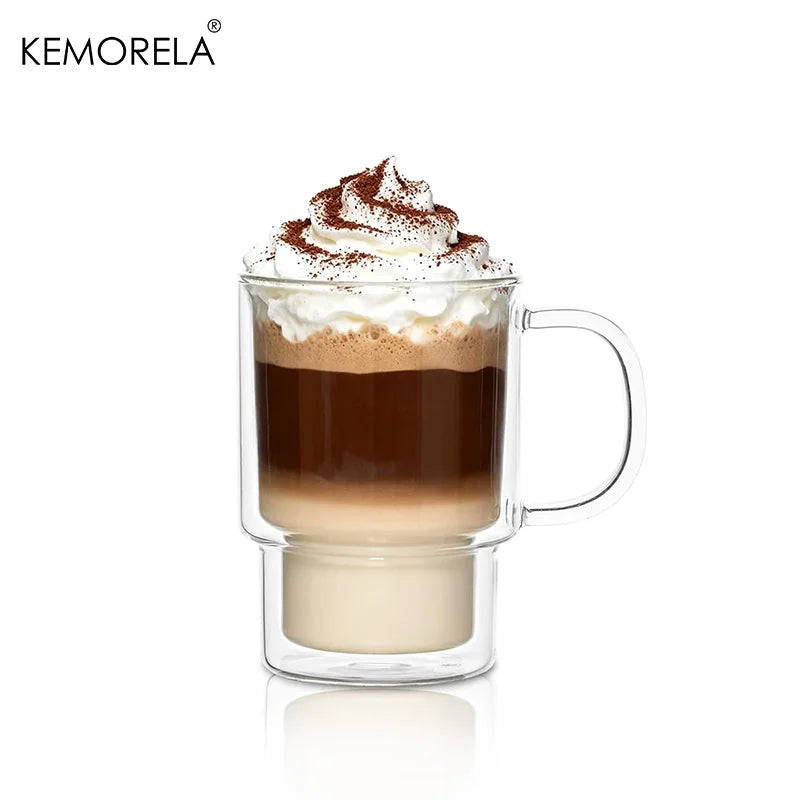 KEMORELA 450ml Borosilicate Glass Coffee Cups with Handle Glass Coffee Cup Axl 1PCS 450ML