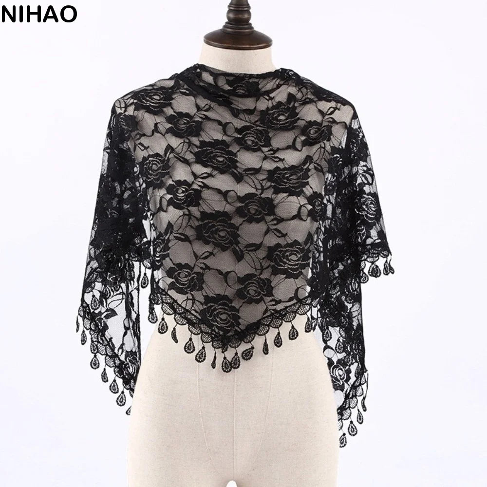 Floral Triangle Scarf Wrap with Tassels – Women's Headband Triangle Scarf Wrap Axl